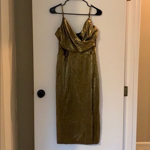 Fitted Gold Midi Dress